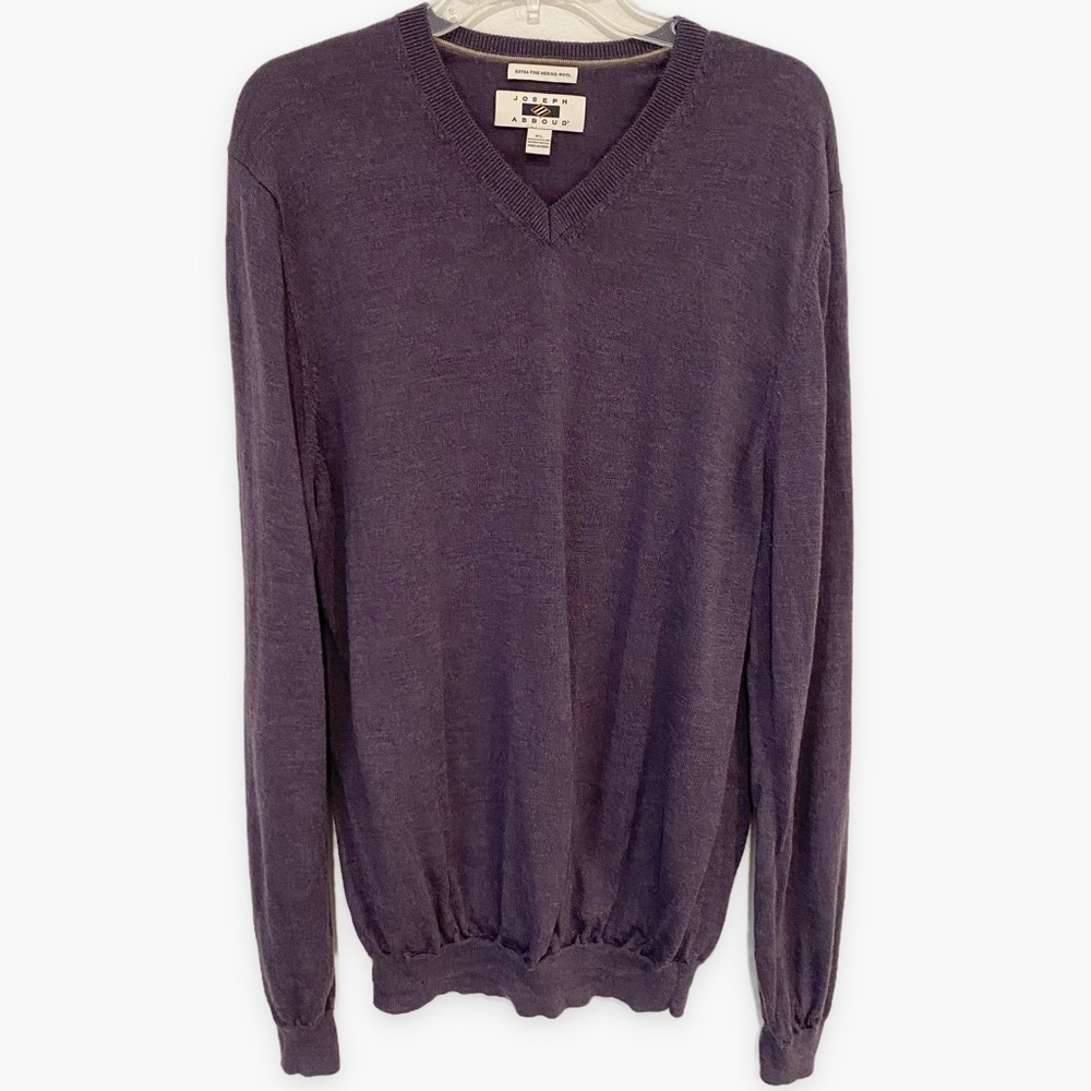 Joseph Abboud | Merino Wool Sweater V Neck Purple Size XL